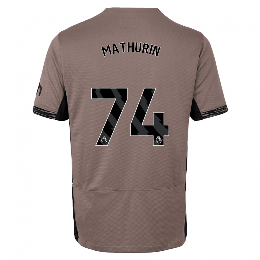 Kandiny Enfant Maillot Roshaun Mathurin #74 Beige Foncé Troisieme 2023/24 T-Shirt