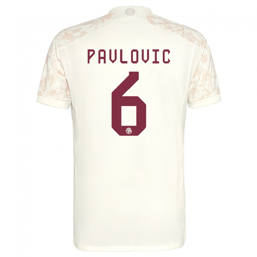 Kandiny Enfant Maillot Aleksandar Pavlovic #6 Blanc Cassé Troisieme 2023/24 T-Shirt