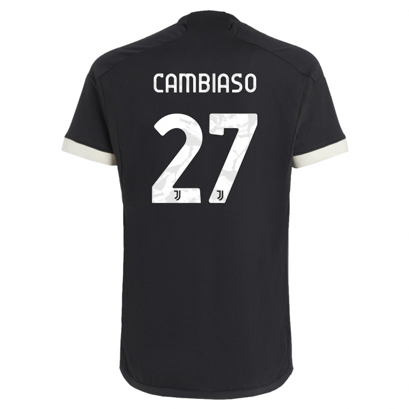 Kandiny Enfant Maillot Andrea Cambiaso #27 Noir Troisieme 2023/24 T-Shirt