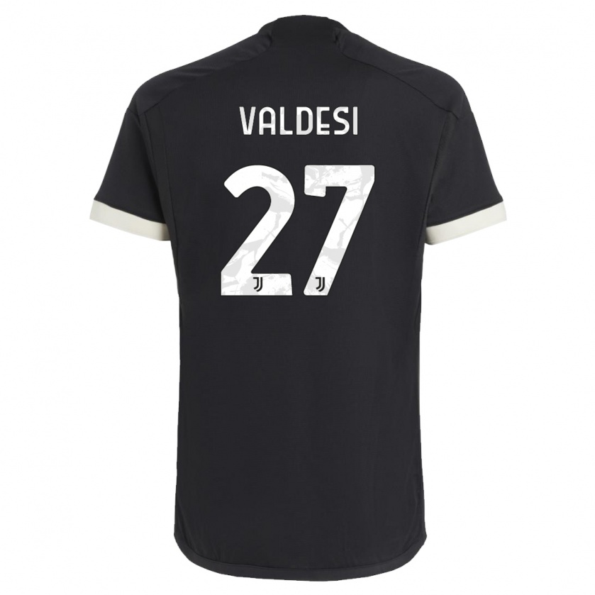 Kandiny Enfant Maillot Andrea Valdesi #27 Noir Troisieme 2023/24 T-Shirt