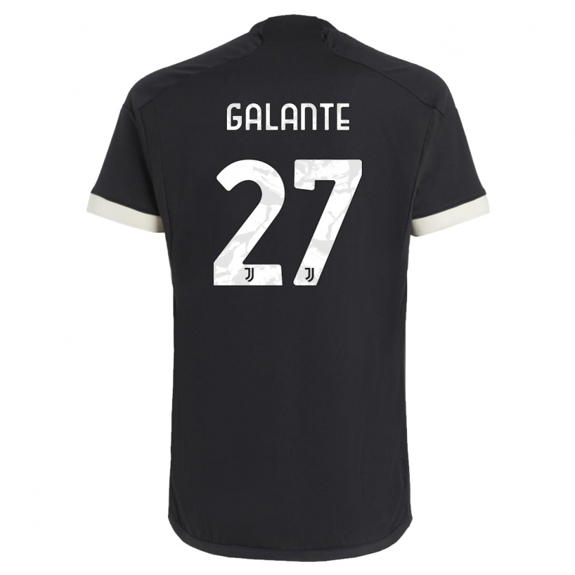 Kandiny Enfant Maillot Tommaso Galante #27 Noir Troisieme 2023/24 T-Shirt
