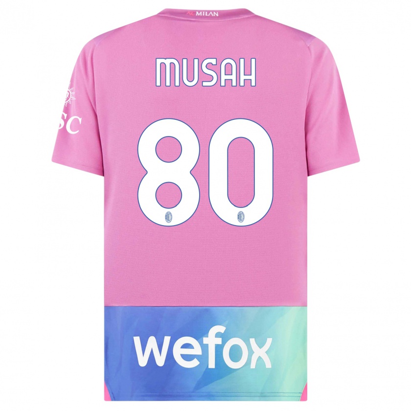 Kandiny Enfant Maillot Yunus Musah #80 Rose-Mauve Troisieme 2023/24 T-Shirt