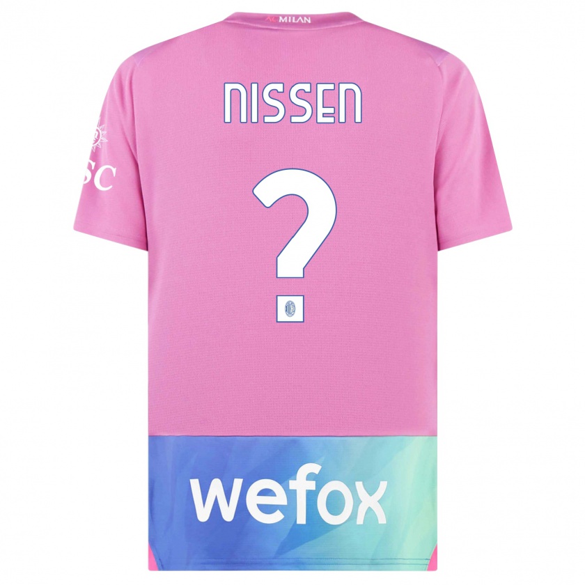 Kandiny Enfant Maillot Fredrik Nissen #0 Rose-Mauve Troisieme 2023/24 T-Shirt