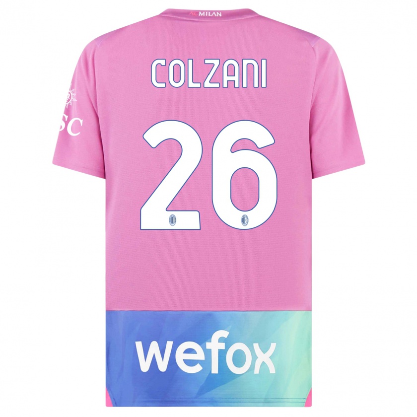 Kandiny Enfant Maillot Edoardo Colzani #26 Rose-Mauve Troisieme 2023/24 T-Shirt