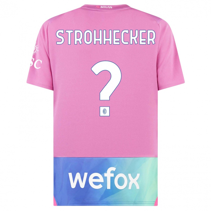 Kandiny Enfant Maillot Riccardo Strohhecker #0 Rose-Mauve Troisieme 2023/24 T-Shirt