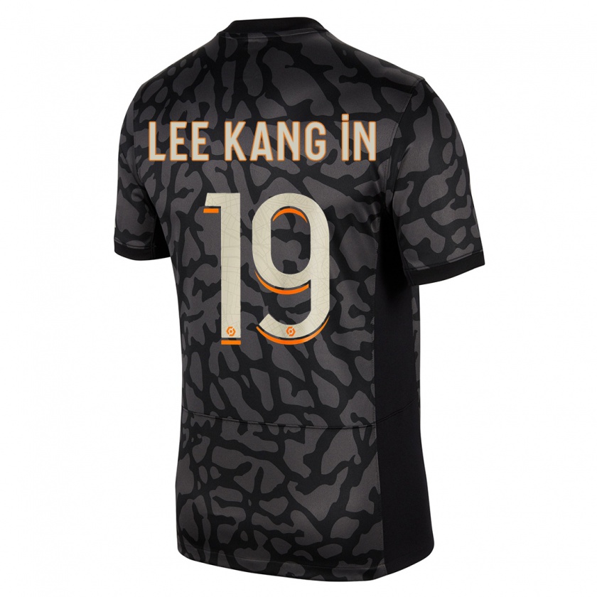 Kandiny Enfant Maillot Kang-In Lee #19 Noir Troisieme 2023/24 T-Shirt