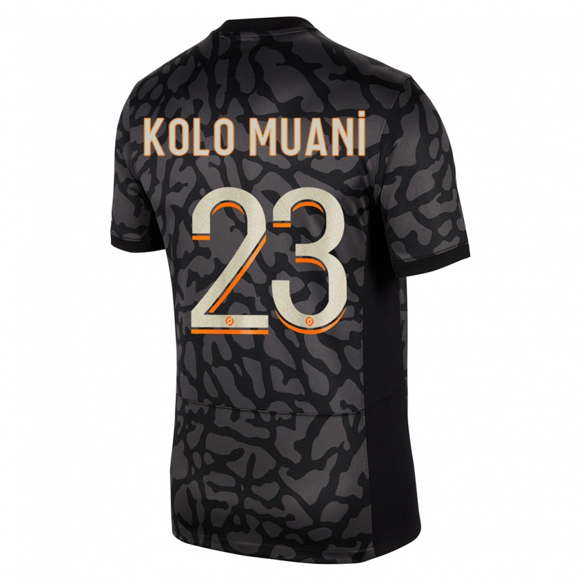 Kandiny Enfant Maillot Randal Kolo Muani #23 Noir Troisieme 2023/24 T-Shirt