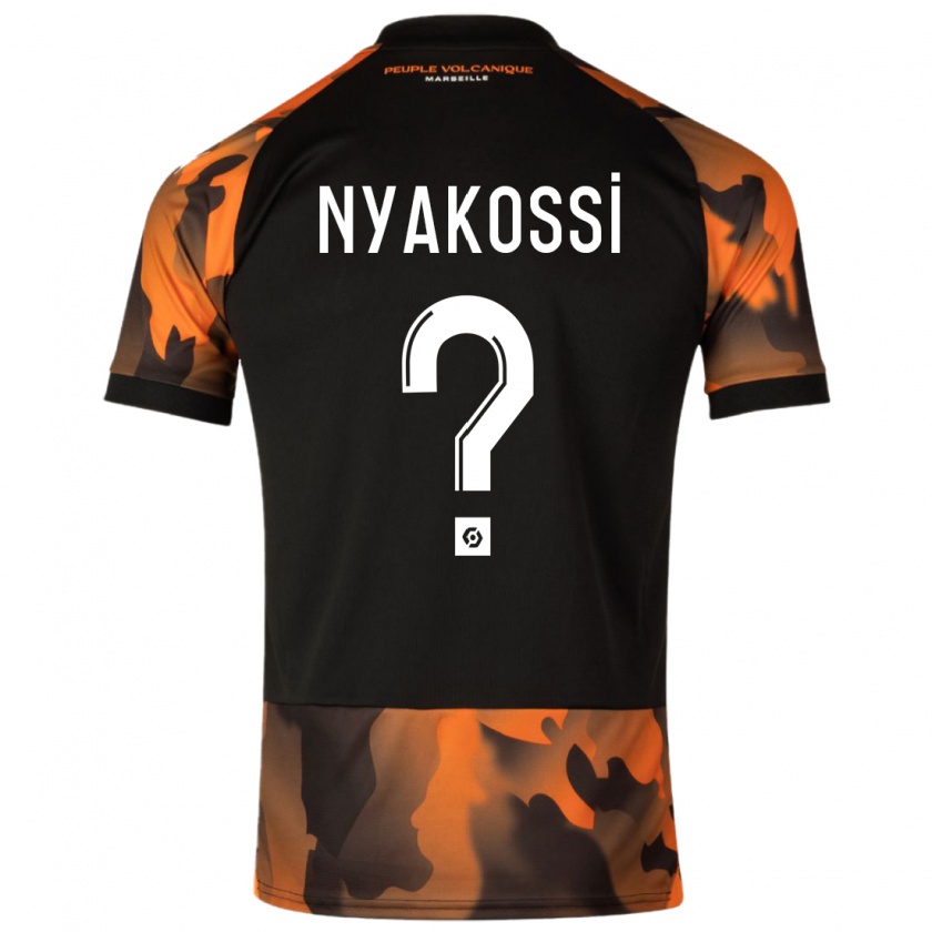 Kandiny Enfant Maillot Roggerio Nyakossi #0 Noir Orange Troisieme 2023/24 T-Shirt