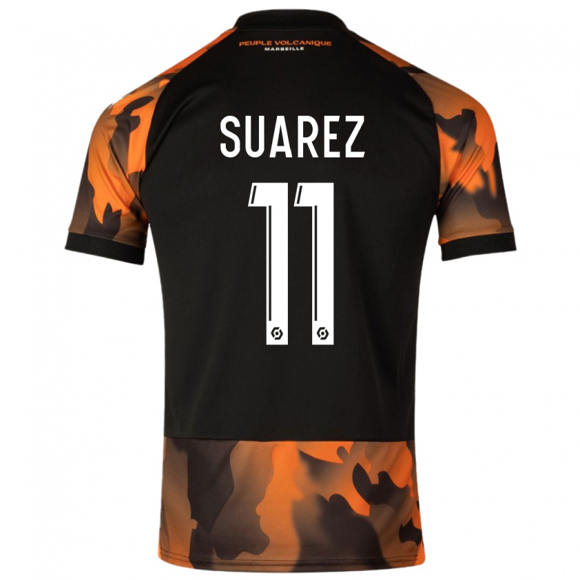 Kandiny Enfant Maillot Luis Suarez #11 Noir Orange Troisieme 2023/24 T-Shirt