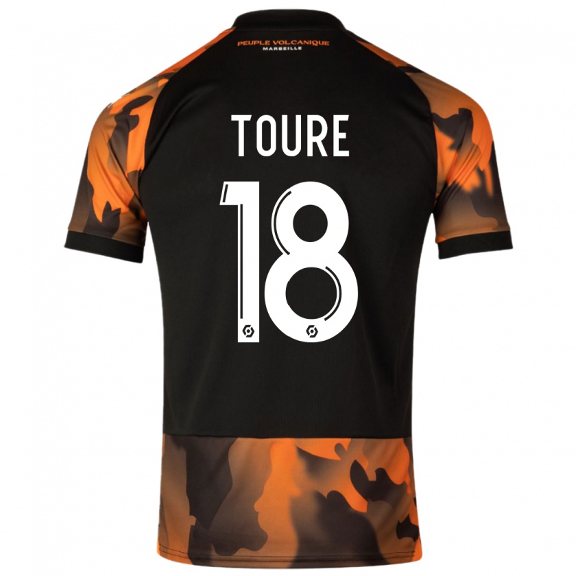 Kandiny Enfant Maillot Isaak Toure #18 Noir Orange Troisieme 2023/24 T-Shirt