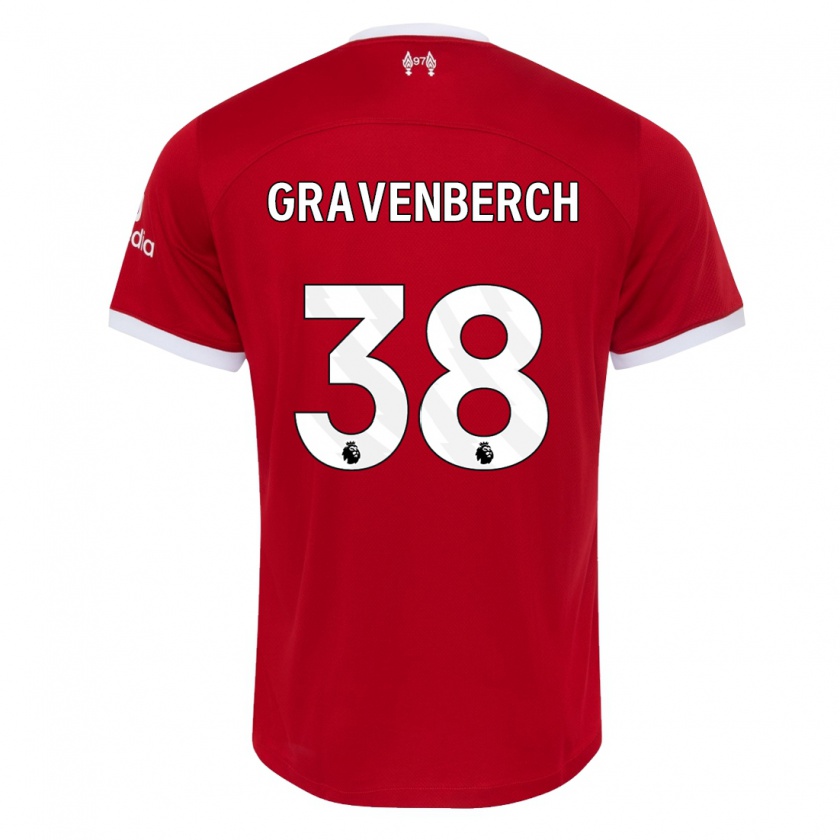 Kandiny Homme Maillot Ryan Gravenberch #38 Rouge Tenues Domicile 2023/24 T-Shirt