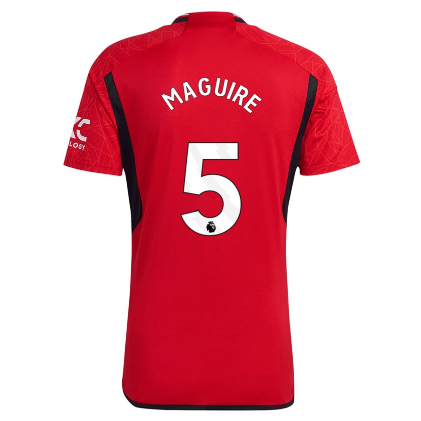 Kandiny Homme Maillot Harry Maguire #5 Rouge Tenues Domicile 2023/24 T-Shirt