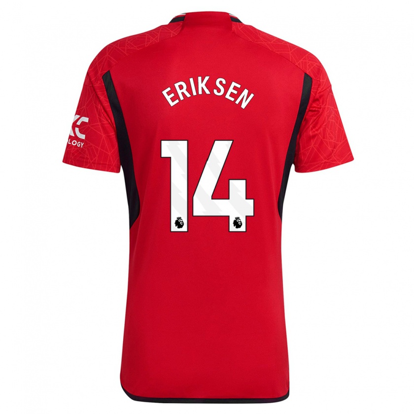 Kandiny Homme Maillot Christian Eriksen #14 Rouge Tenues Domicile 2023/24 T-Shirt