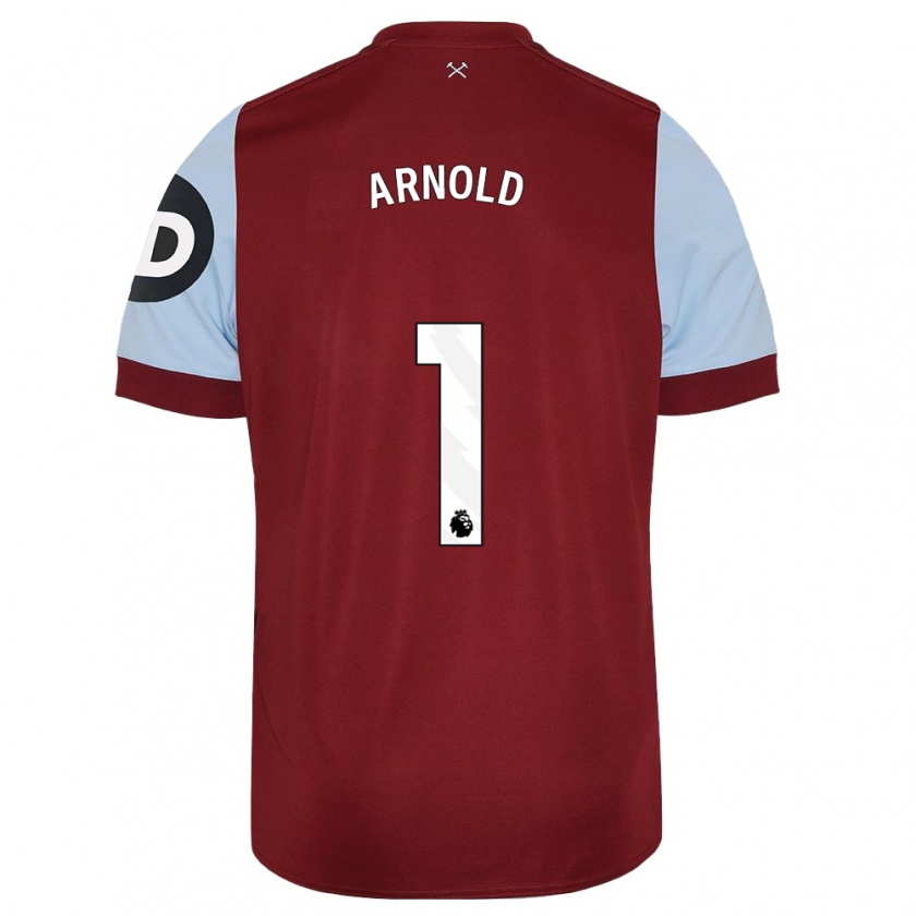 Kandiny Homme Maillot Mackenzie Arnold #1 Bordeaux Tenues Domicile 2023/24 T-Shirt