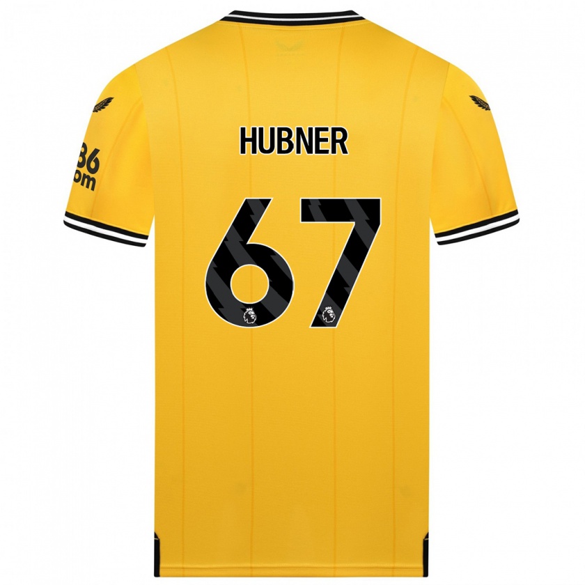 Kandiny Homme Maillot Justin Hubner #67 Jaune Tenues Domicile 2023/24 T-Shirt