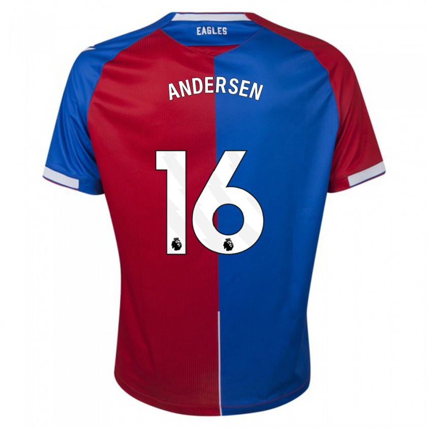 Kandiny Homme Maillot Joachim Andersen #16 Rouge Bleu Tenues Domicile 2023/24 T-Shirt