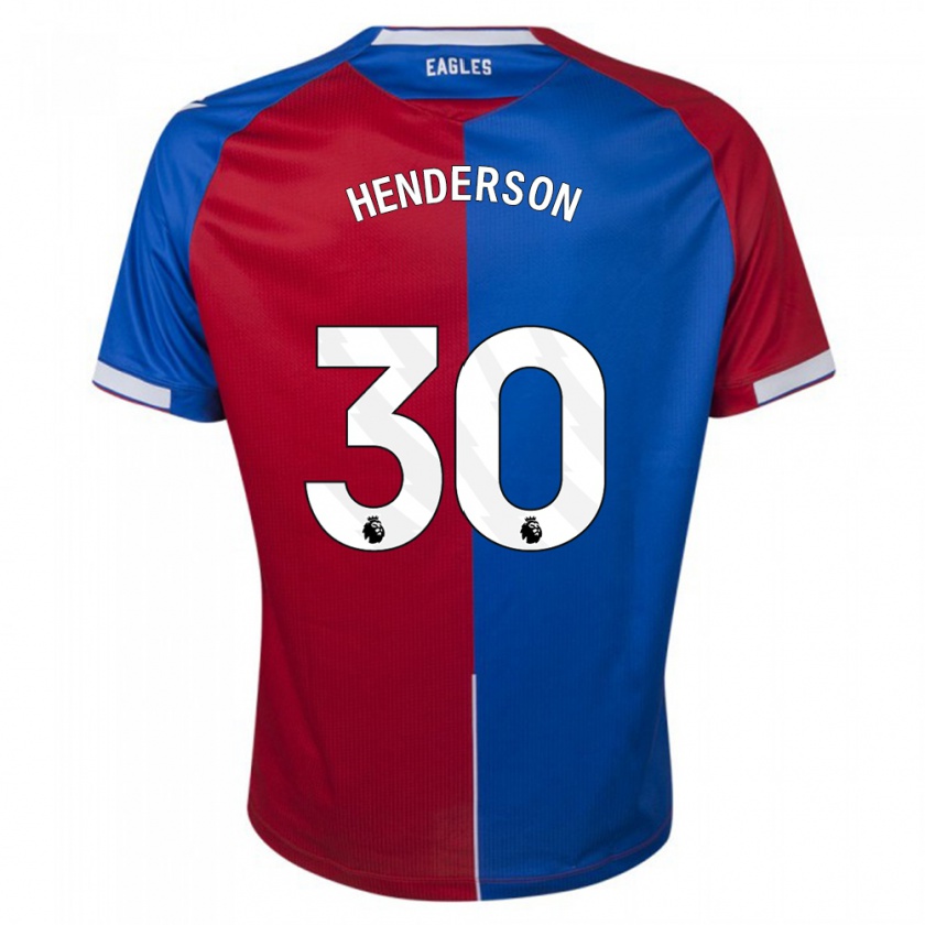 Kandiny Homme Maillot Dean Henderson #30 Rouge Bleu Tenues Domicile 2023/24 T-Shirt