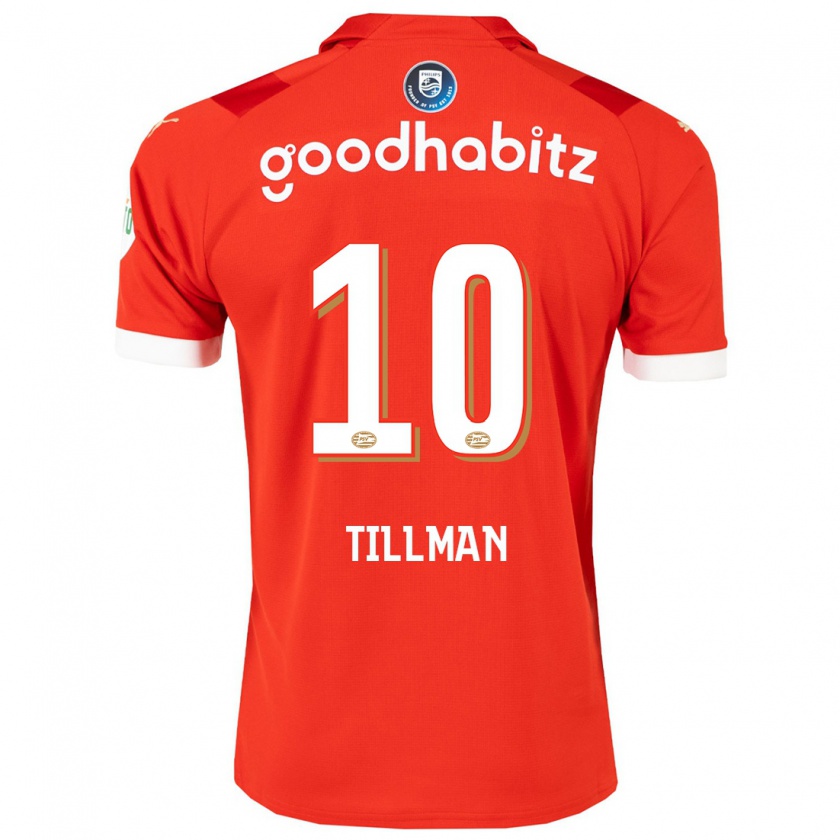 Kandiny Homme Maillot Malik Tillman #10 Rouge Tenues Domicile 2023/24 T-Shirt