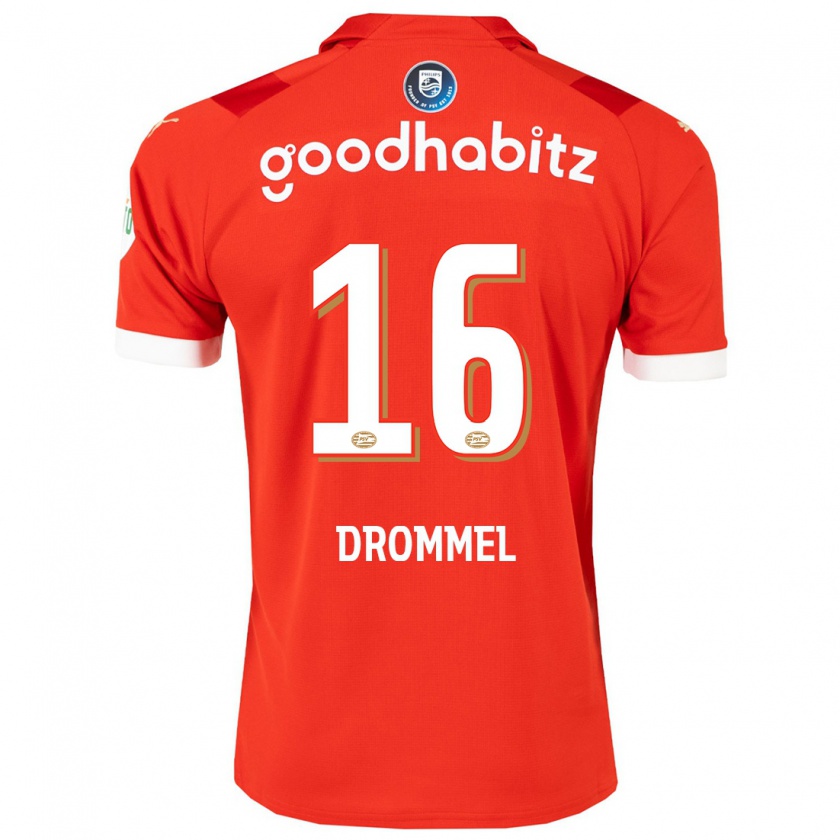 Kandiny Homme Maillot Joël Drommel #16 Rouge Tenues Domicile 2023/24 T-Shirt