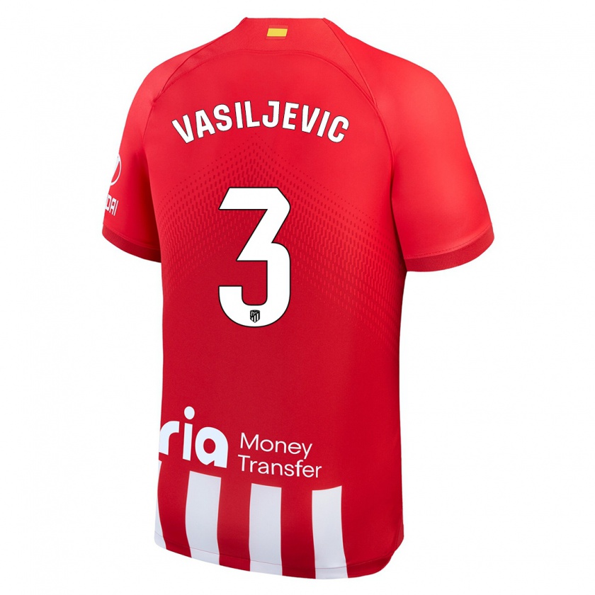 Kandiny Homme Maillot Ivan Vasiljevic #3 Rouge Blanc Tenues Domicile 2023/24 T-Shirt