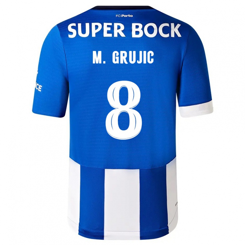 Kandiny Homme Maillot Marko Grujic #8 Bleu Blanc Tenues Domicile 2023/24 T-Shirt