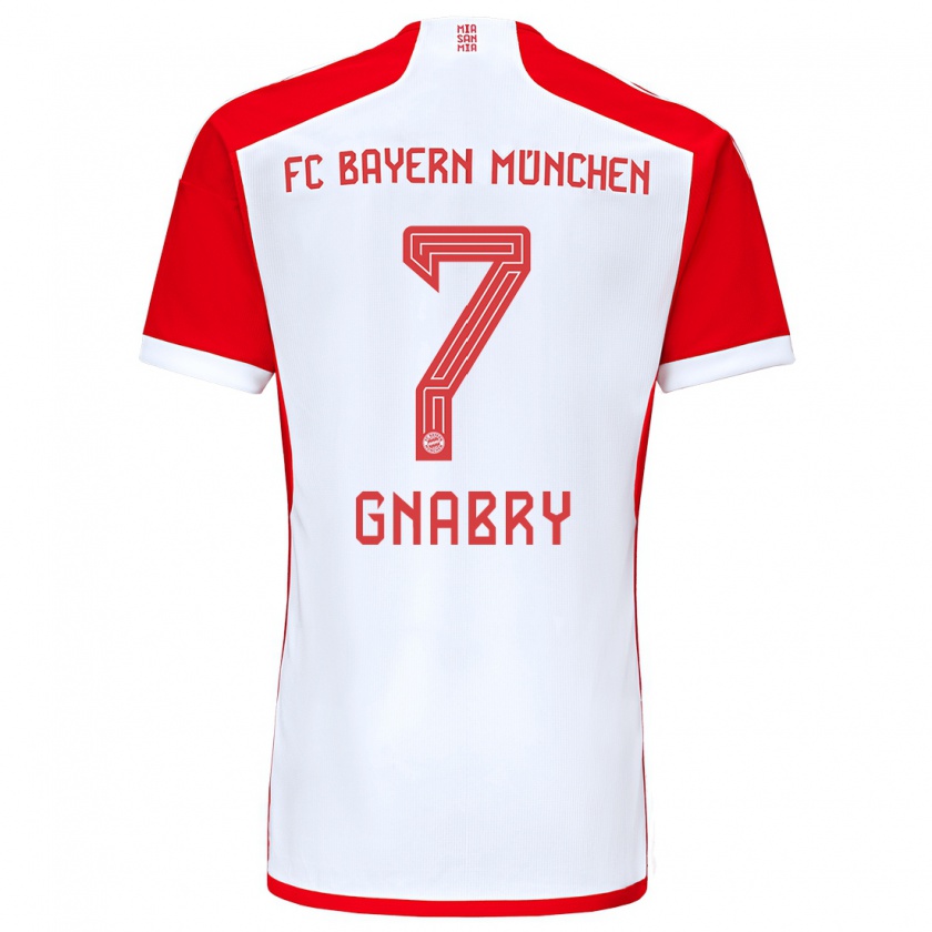Kandiny Homme Maillot Serge Gnabry #7 Rouge Blanc Tenues Domicile 2023/24 T-Shirt