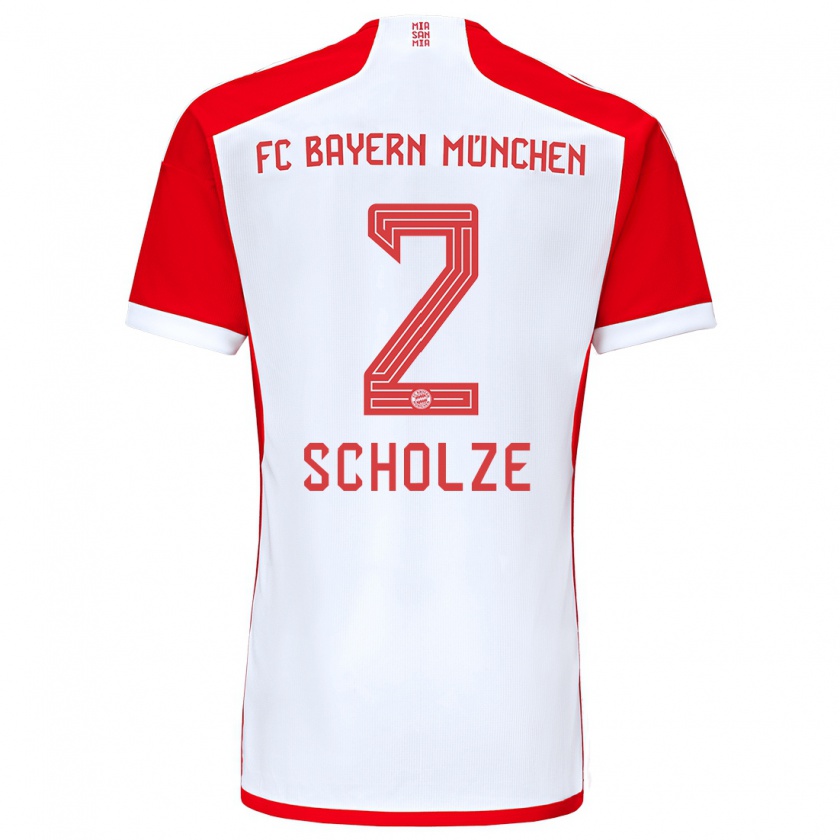 Kandiny Homme Maillot Max Scholze #2 Rouge Blanc Tenues Domicile 2023/24 T-Shirt