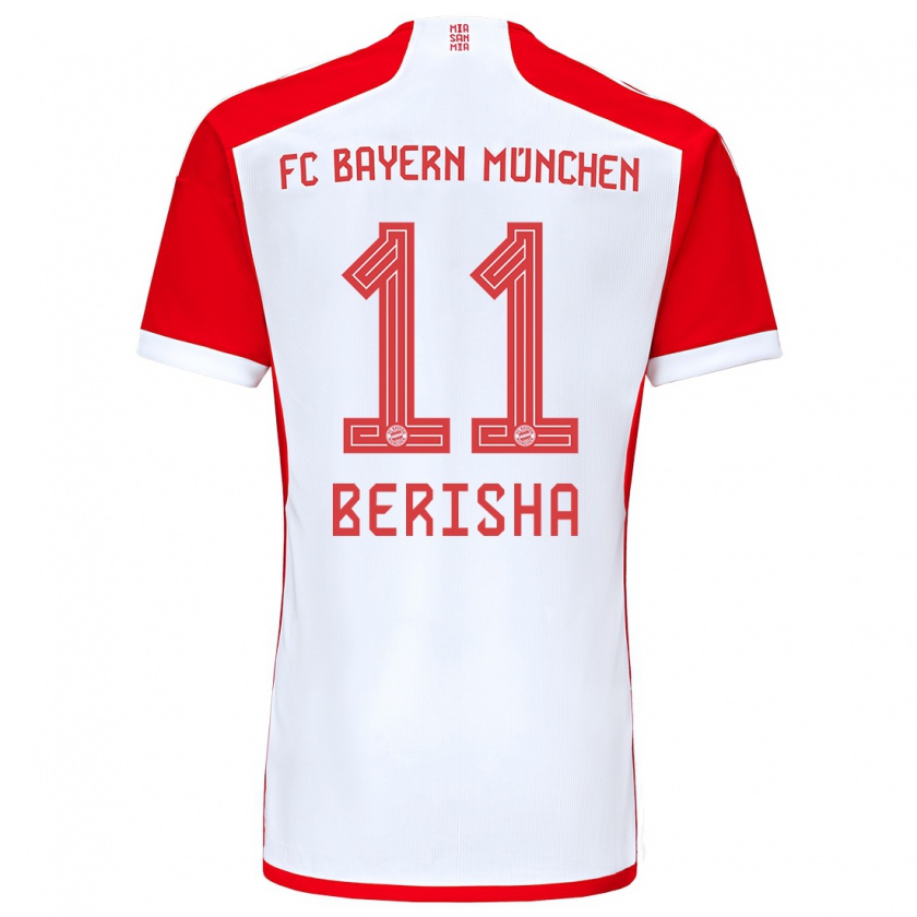 Kandiny Homme Maillot Dion Berisha #11 Rouge Blanc Tenues Domicile 2023/24 T-Shirt