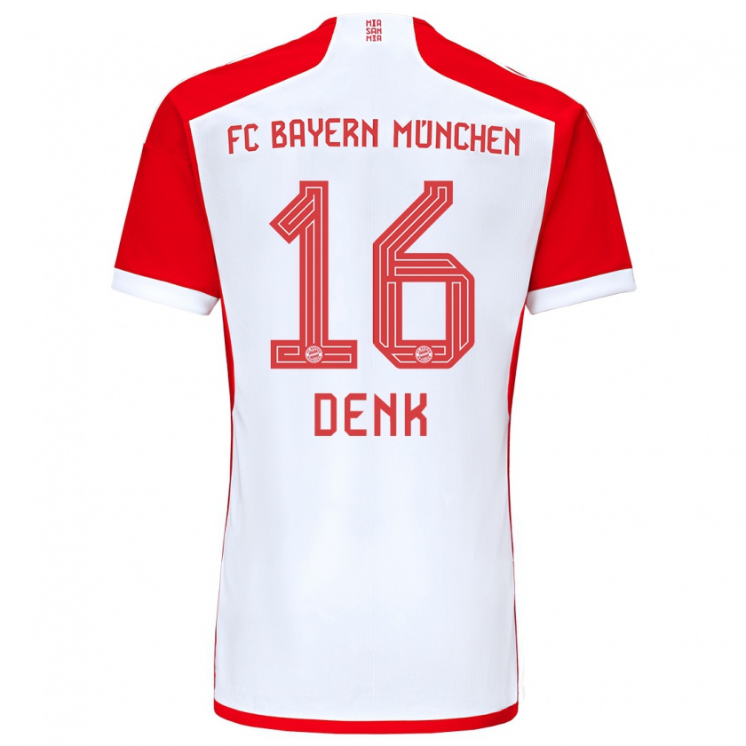 Kandiny Homme Maillot Luca Denk #16 Rouge Blanc Tenues Domicile 2023/24 T-Shirt