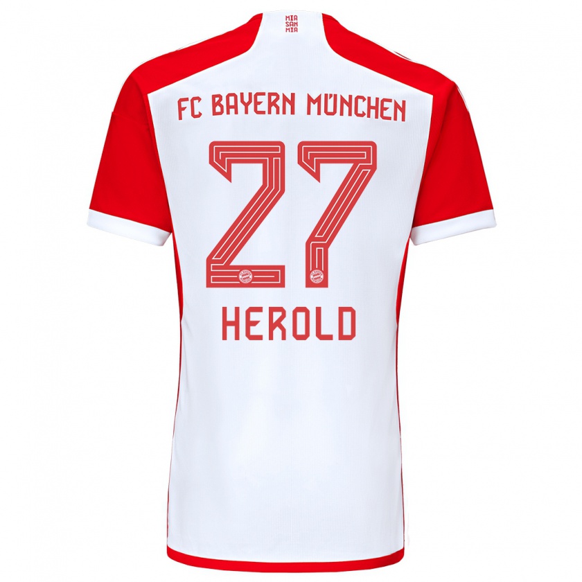 Kandiny Homme Maillot David Herold #27 Rouge Blanc Tenues Domicile 2023/24 T-Shirt