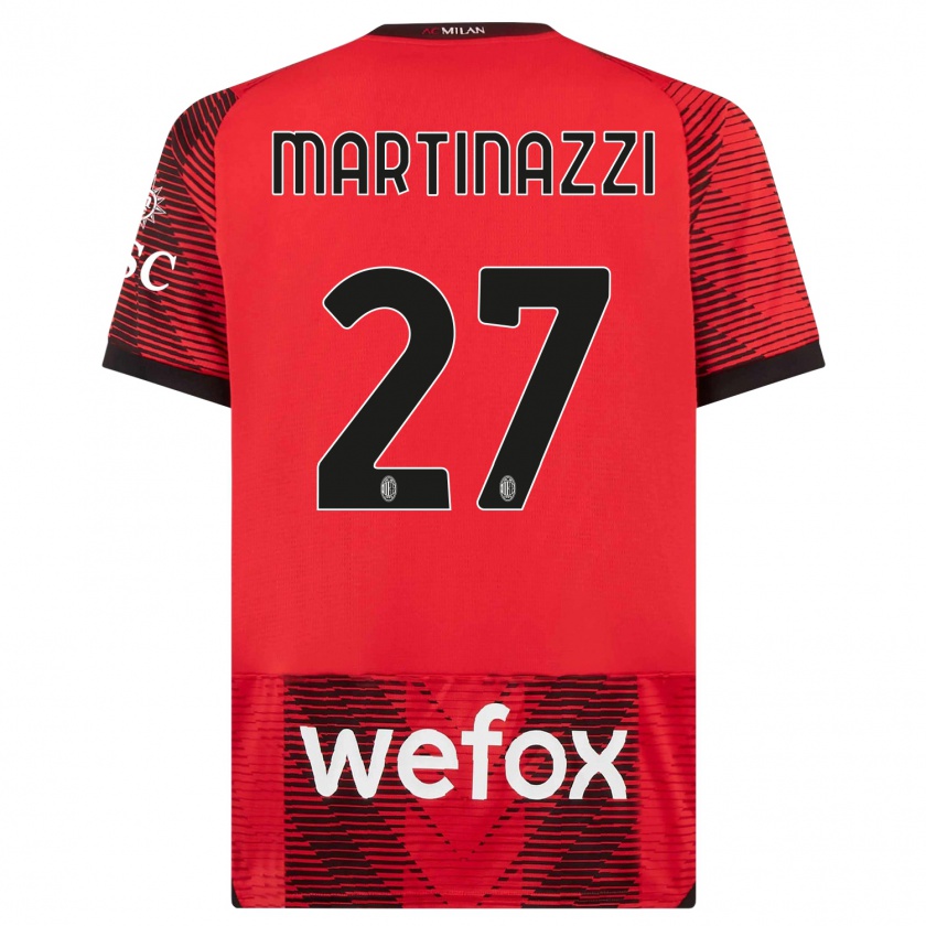 Kandiny Homme Maillot Luca Martinazzi #27 Rouge Noir Tenues Domicile 2023/24 T-Shirt