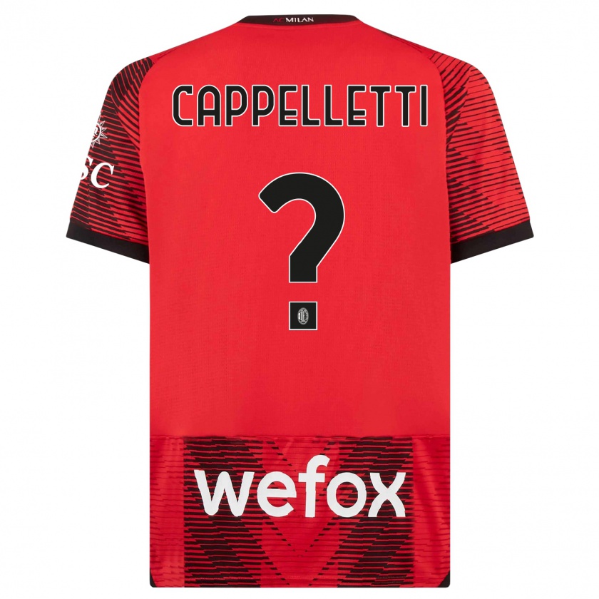 Kandiny Homme Maillot Mattia Cappelletti #0 Rouge Noir Tenues Domicile 2023/24 T-Shirt