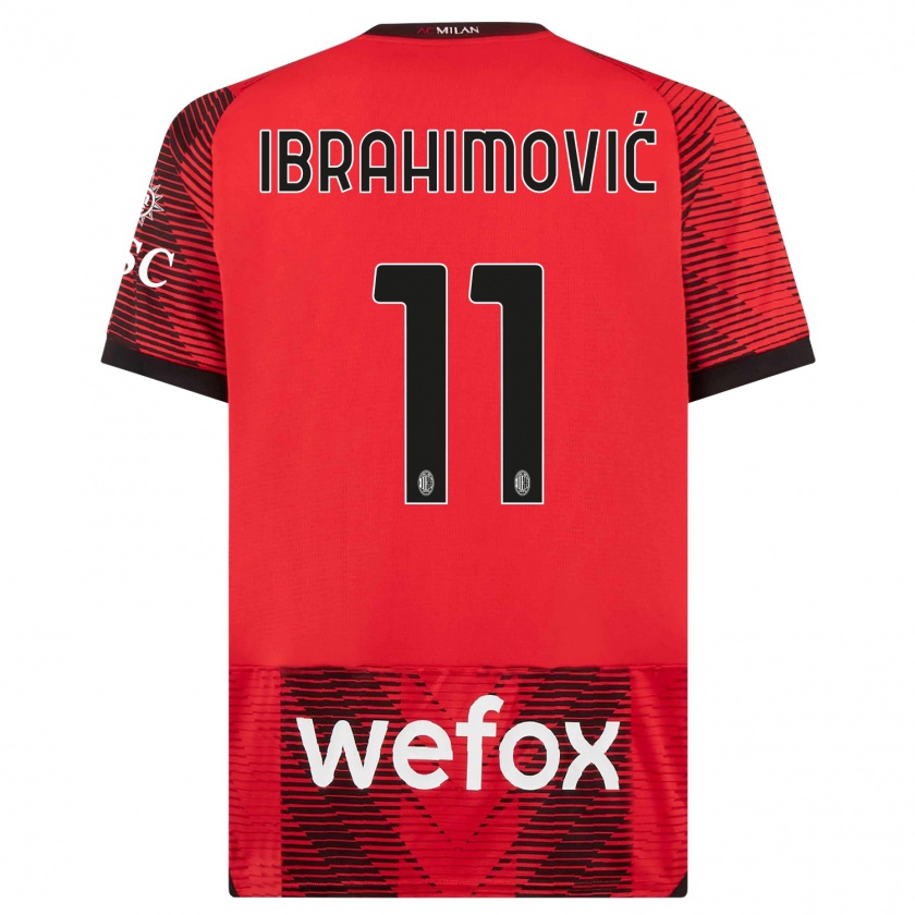 Kandiny Homme Maillot Zlatan Ibrahimovic #11 Rouge Noir Tenues Domicile 2023/24 T-Shirt