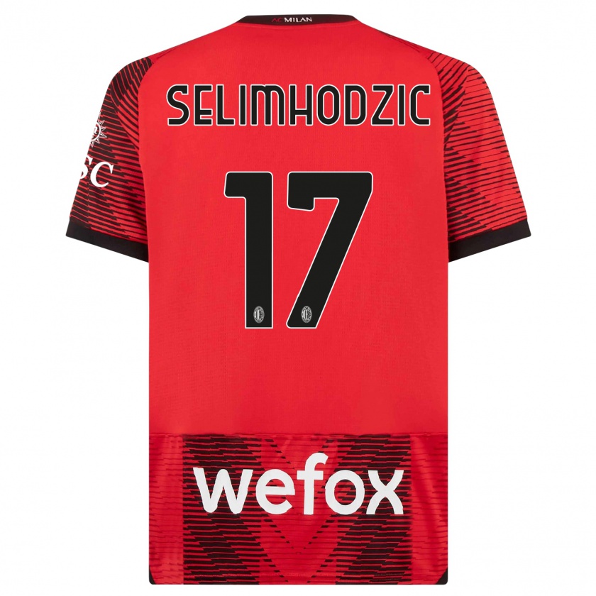 Kandiny Homme Maillot Noa Selimhodzic #17 Rouge Noir Tenues Domicile 2023/24 T-Shirt