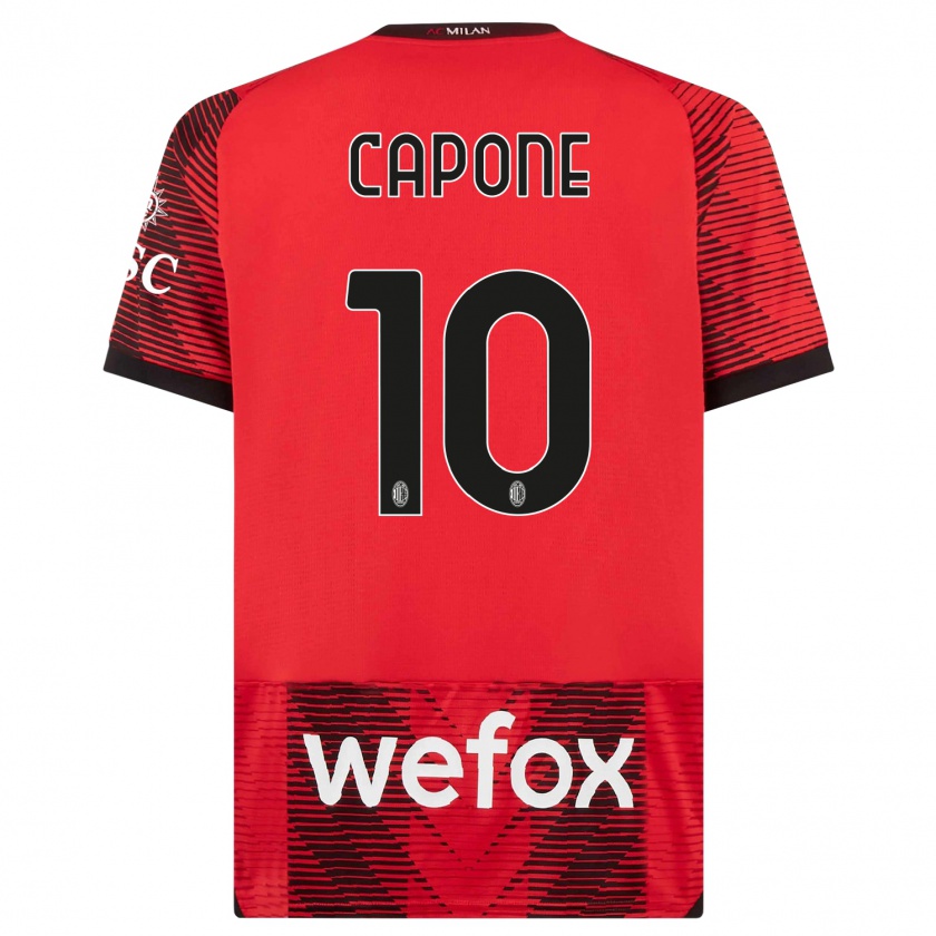 Kandiny Homme Maillot Andrea Capone #10 Rouge Noir Tenues Domicile 2023/24 T-Shirt