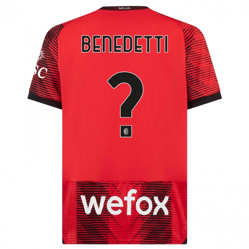 Kandiny Homme Maillot Emanuele Benedetti #0 Rouge Noir Tenues Domicile 2023/24 T-Shirt