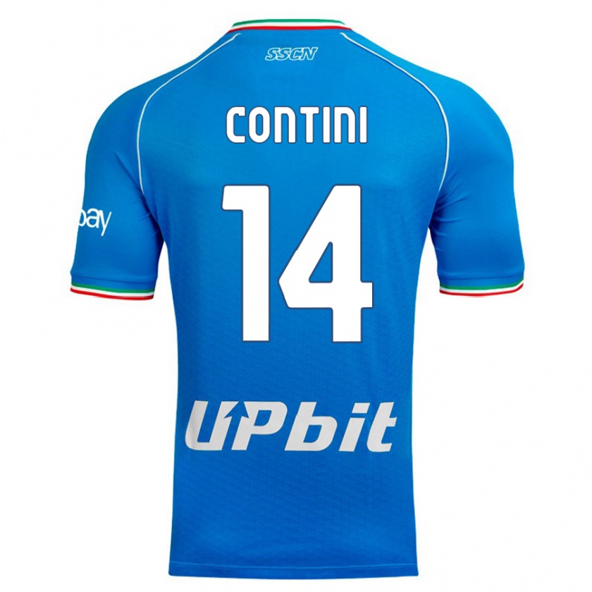Kandiny Homme Maillot Nikita Contini #14 Bleu Ciel Tenues Domicile 2023/24 T-Shirt