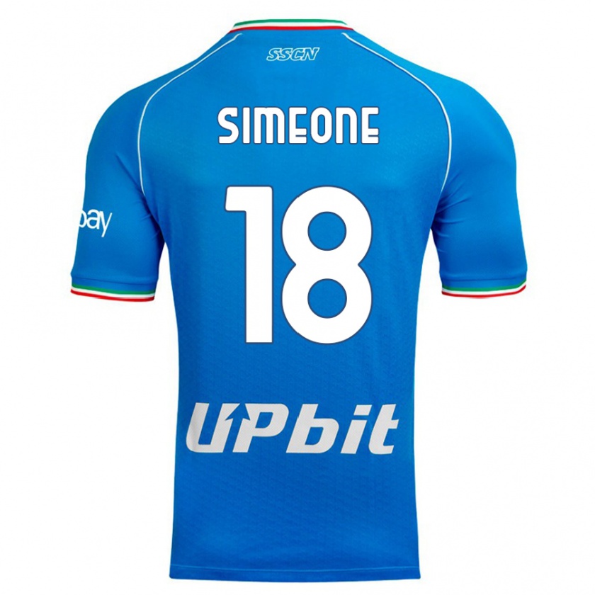 Kandiny Homme Maillot Giovanni Simeone #18 Bleu Ciel Tenues Domicile 2023/24 T-Shirt
