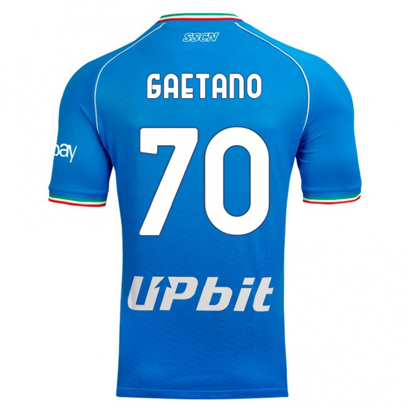 Kandiny Homme Maillot Gianluca Gaetano #70 Bleu Ciel Tenues Domicile 2023/24 T-Shirt