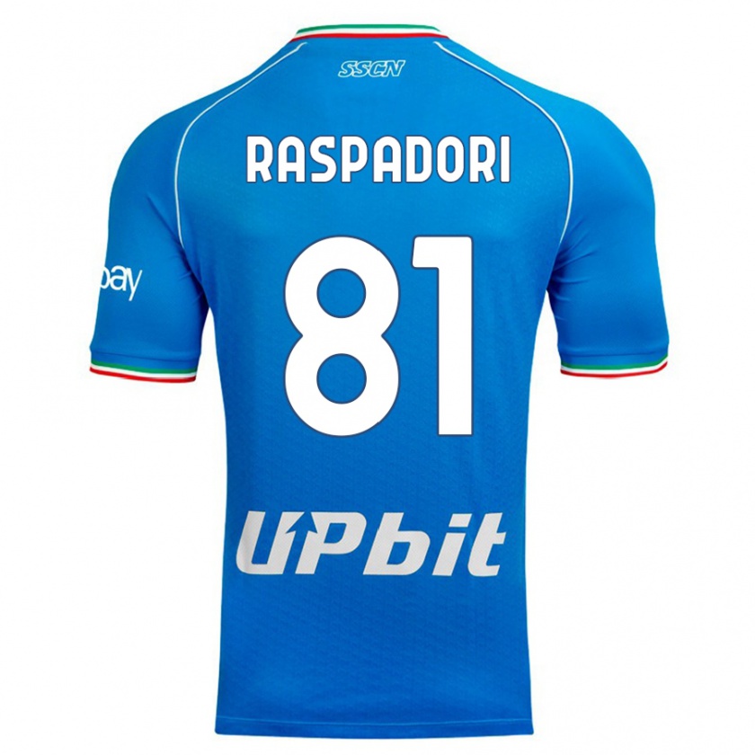Kandiny Homme Maillot Giacomo Raspadori #81 Bleu Ciel Tenues Domicile 2023/24 T-Shirt