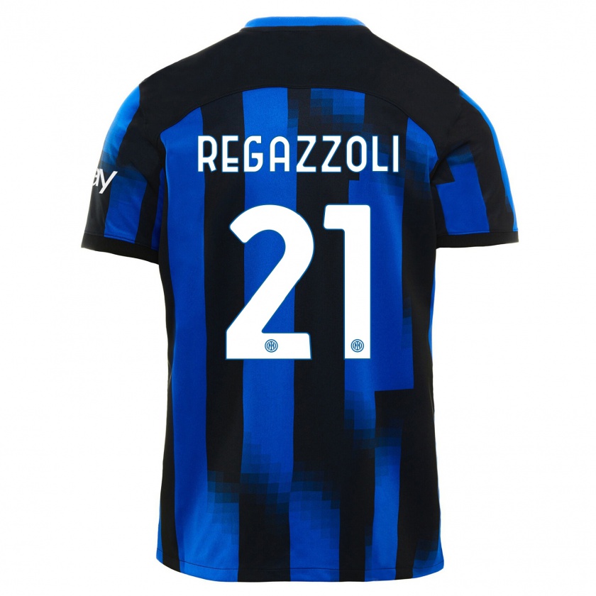 Kandiny Homme Maillot Alice Regazzoli #21 Noir Bleu Tenues Domicile 2023/24 T-Shirt