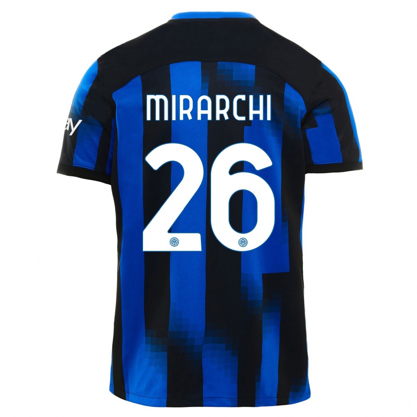 Kandiny Homme Maillot Mattia Mirarchi #26 Noir Bleu Tenues Domicile 2023/24 T-Shirt