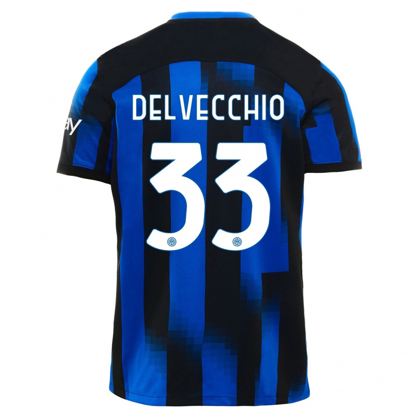 Kandiny Homme Maillot Gabriele Delvecchio #33 Noir Bleu Tenues Domicile 2023/24 T-Shirt