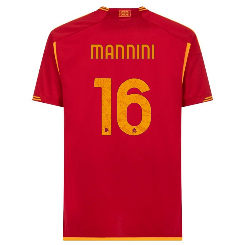 Kandiny Homme Maillot Mattia Mannini #16 Rouge Tenues Domicile 2023/24 T-Shirt