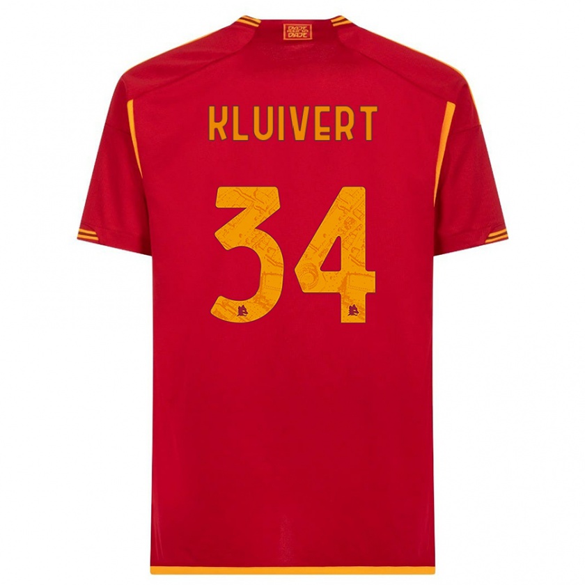Kandiny Homme Maillot Justin Kluivert #34 Rouge Tenues Domicile 2023/24 T-Shirt
