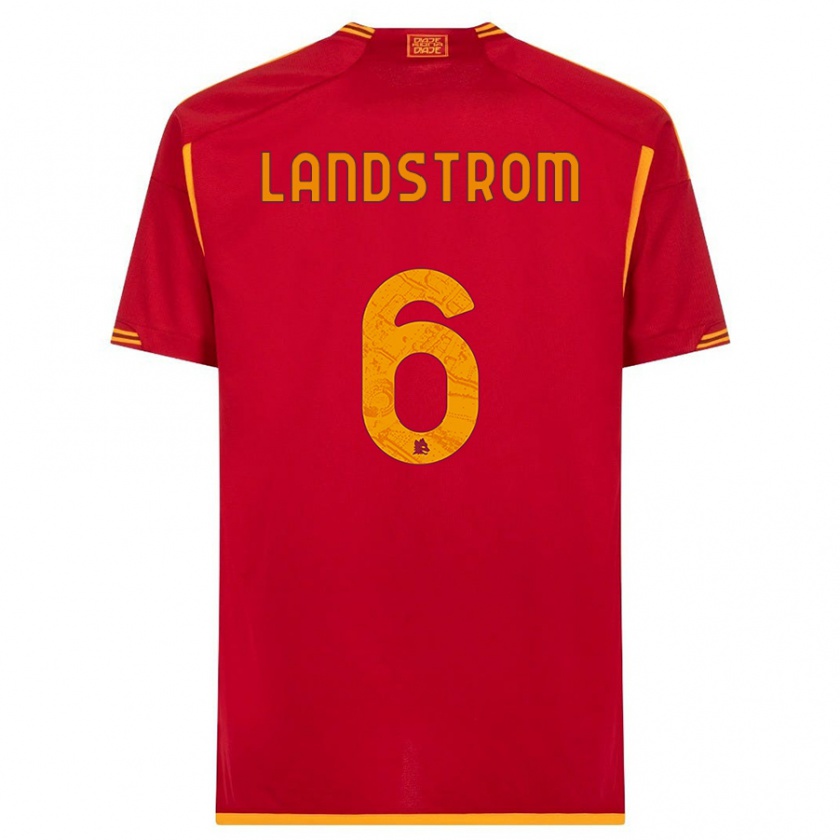 Kandiny Homme Maillot Elin Landstrom #6 Rouge Tenues Domicile 2023/24 T-Shirt