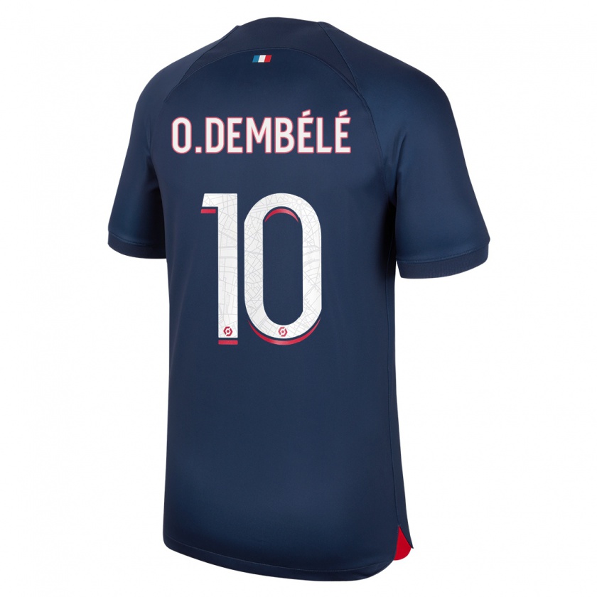 Kandiny Homme Maillot Ousmane Dembélé #10 Bleu Rouge Tenues Domicile 2023/24 T-Shirt