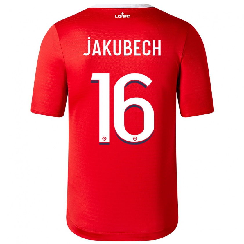 Kandiny Homme Maillot Adam Jakubech #16 Rouge Tenues Domicile 2023/24 T-Shirt