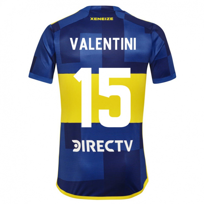 Kandiny Homme Maillot Nicolás Valentini #15 Bleu Foncé Jaune Tenues Domicile 2023/24 T-Shirt