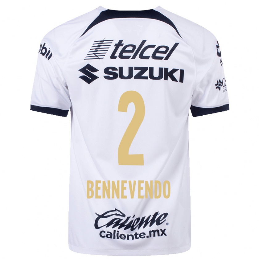 Kandiny Homme Maillot Pablo Bennevendo #2 Blanc Tenues Domicile 2023/24 T-Shirt